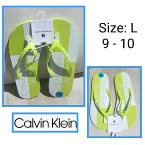 Calvin Klein Neon Green Flip Flops